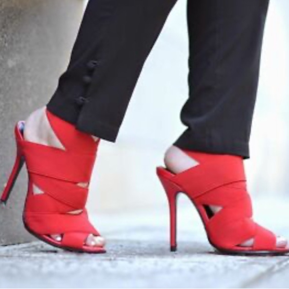 Zara Red Strappy Stiletto Sandals